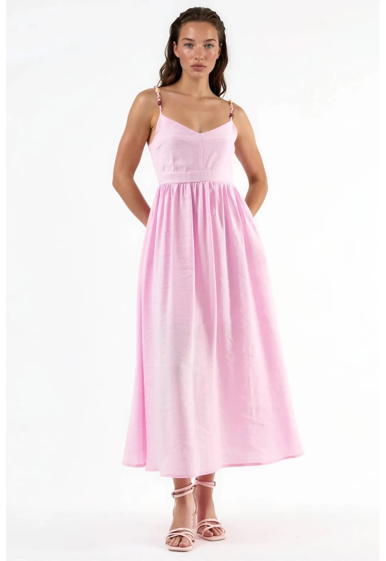 Rochie Midi A-Line - modal/poliester - roz