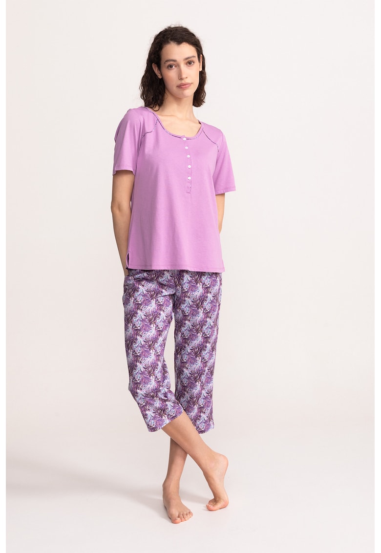Pijama din amestec de bumbac Ofelia - Lila