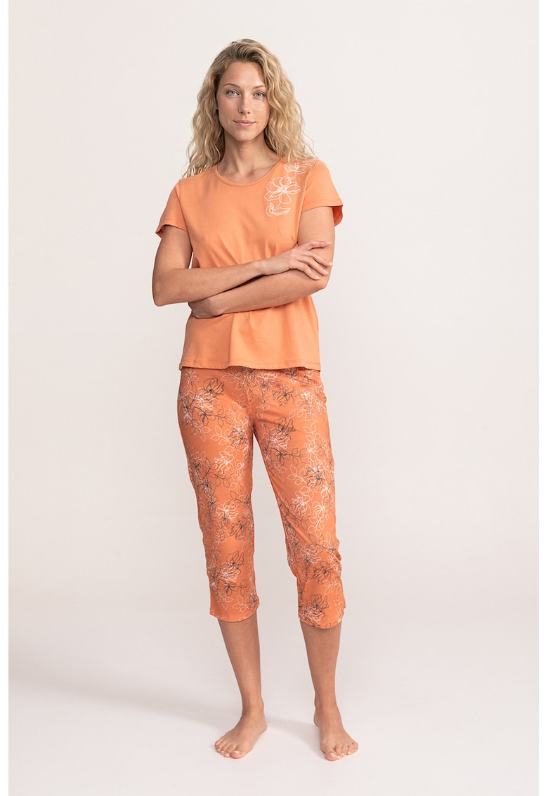 Pijama din amestec de modal Narcisa - Portocaliu