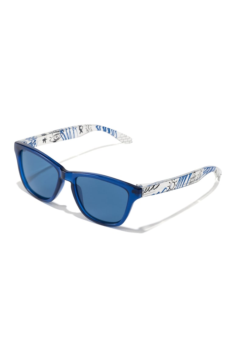 Ochelari de soare cu lentile patrate - Alb/Albastru