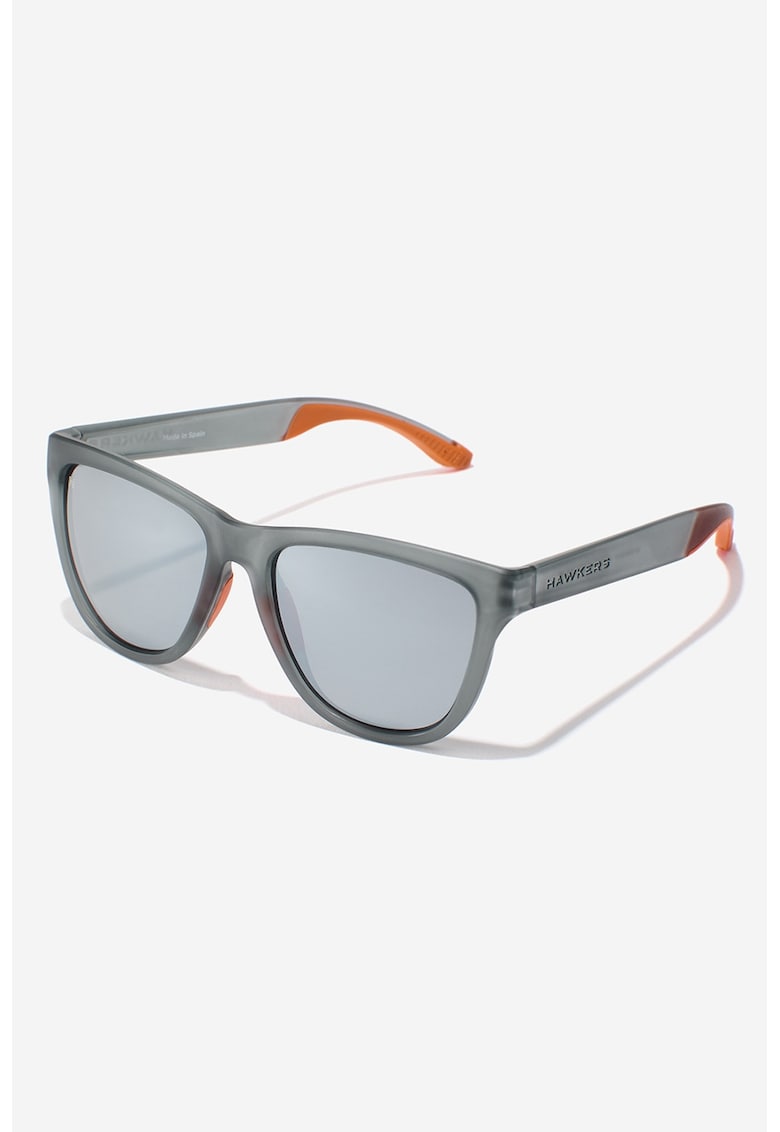 Ochelari de soare patrati cu lentile polarizate si model unisex - Gri/Portocaliu