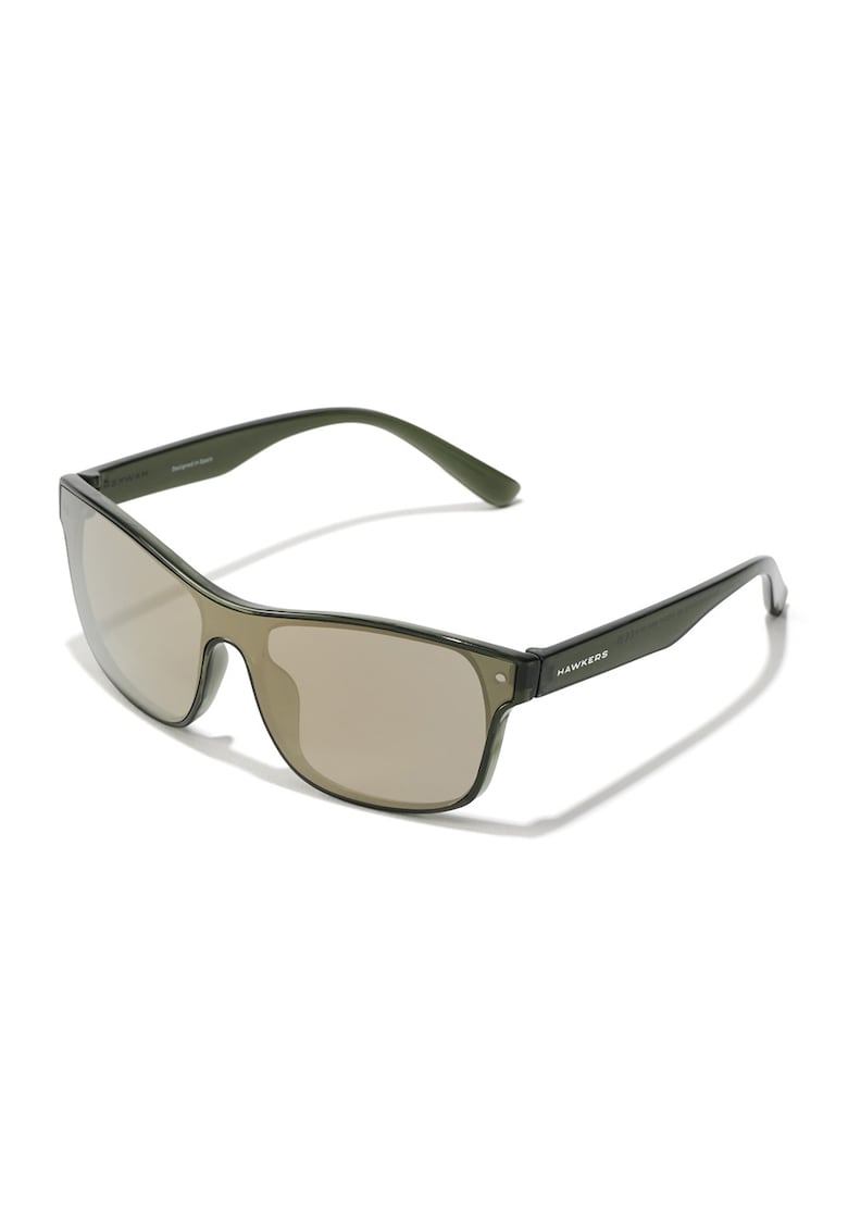 Ochelari de soare dreptunghiulari cu lentile uni si model unisex - Verde sparanghel