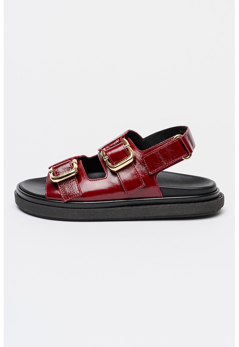 Sandale din piele lacuita cu velcro Harper - Roz zmeuriu