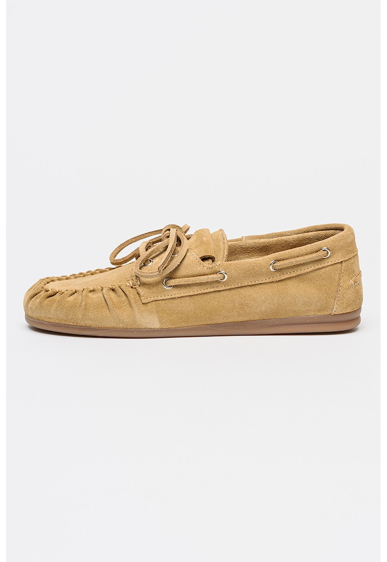 Pantofi boat din piele intoarsa Rowan - Maro nisip