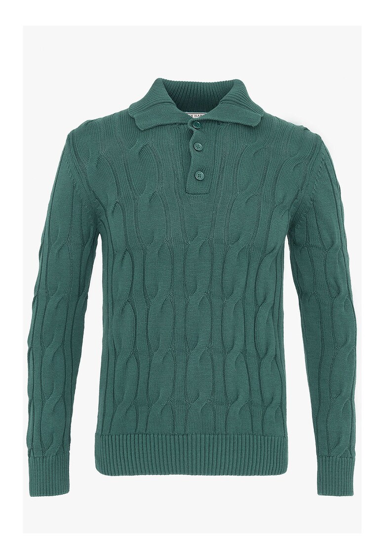 Pulover tricotat din bumbac - Verde