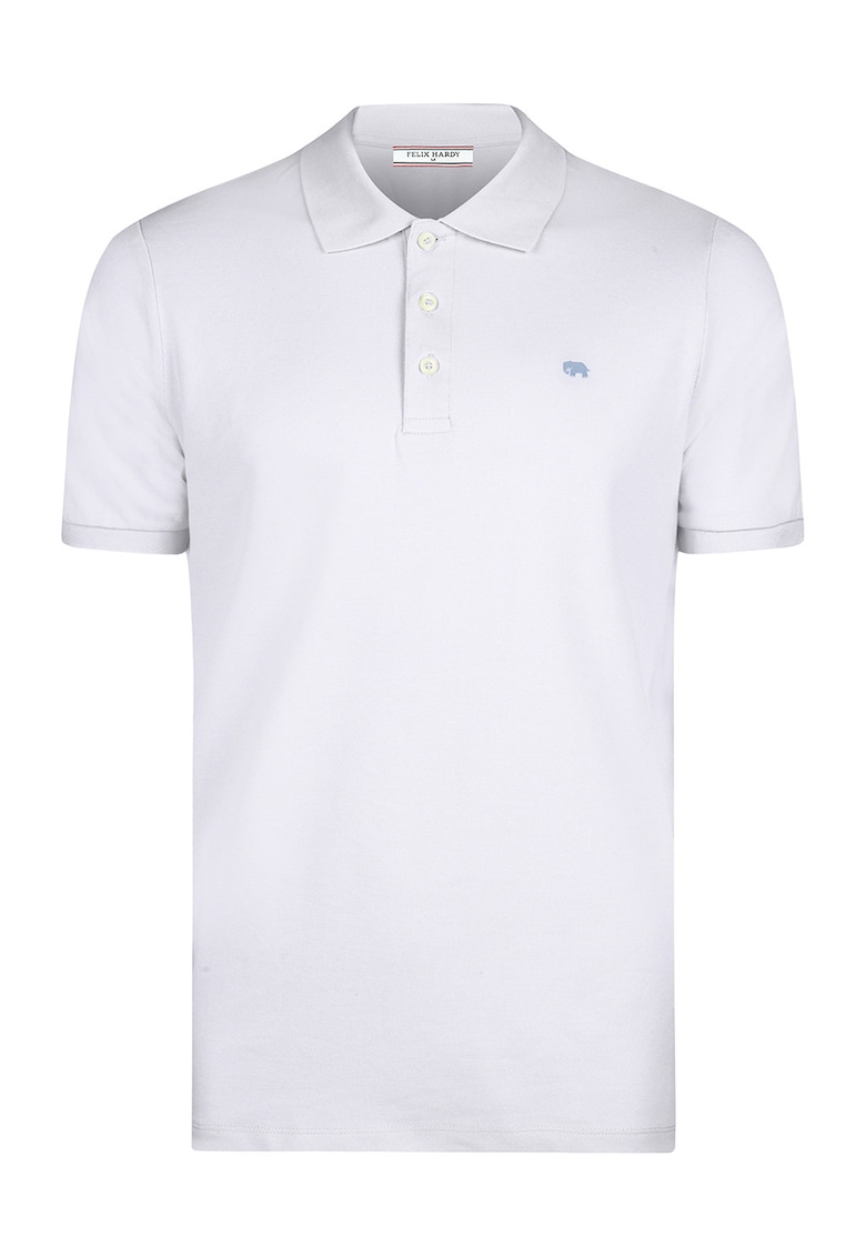 Tricou cu guler polo si model uni - Alb