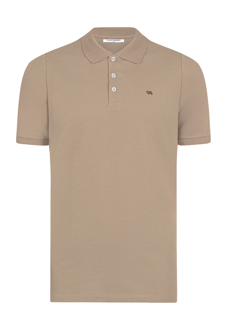 Tricou cu guler polo si model uni - Bej