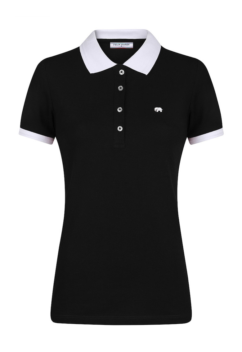 Tricou polo din amestec de bumbac - Alb/Negru
