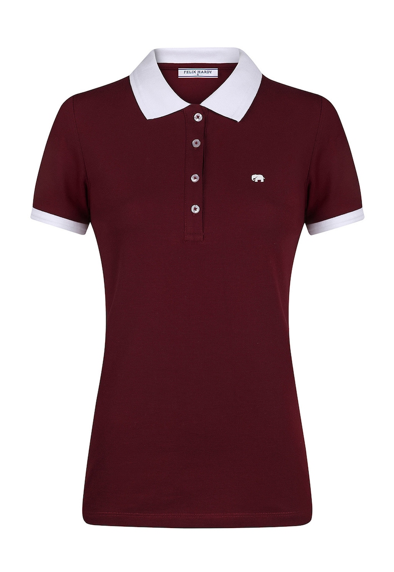 Tricou polo din amestec de bumbac - Alb/Visiniu
