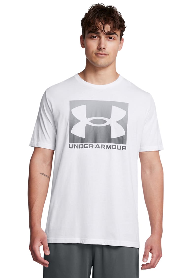 Tricou lejer cu logo Boxed - Gri/Alb optic