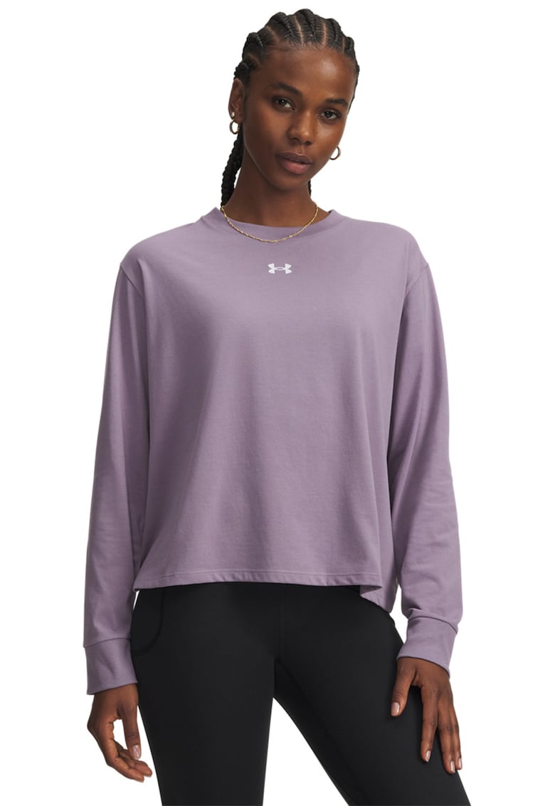 Bluza cu decolteu la baza gatului pentru fitness Boxy - Lila