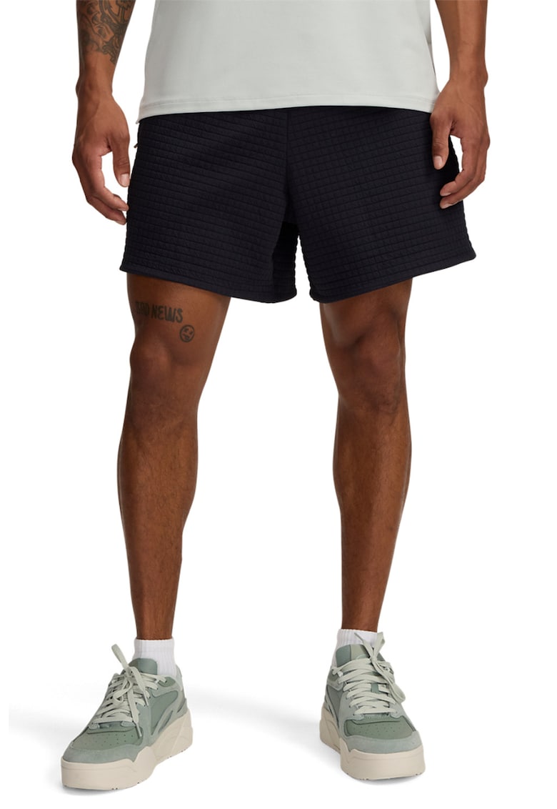 Pantaloni scurti texturati cu snur de ajustare - Negru