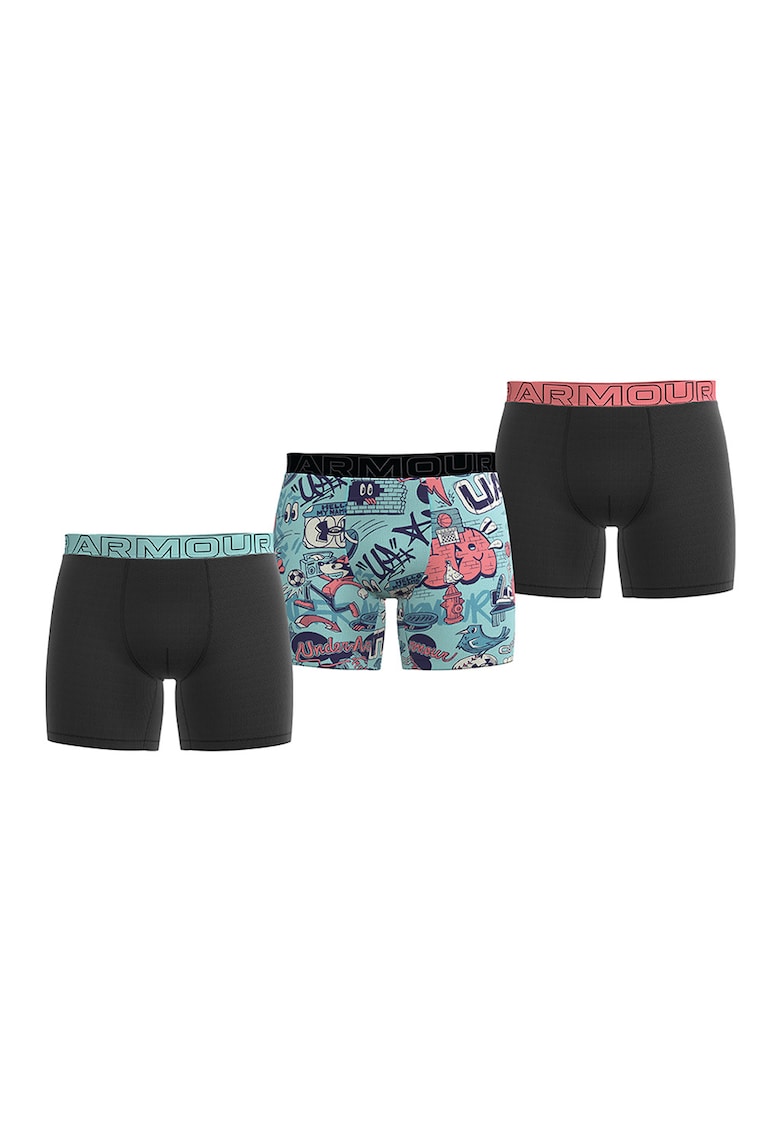 Set de boxeri pentru fitness Performance Tech - 3 perechi - Turcoaz/Gri inchis