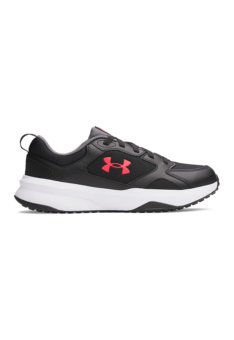 Pantofi Charged Edge din piele cu insertii din plasa pentru antrenament - Negru/Rosu neon - Under Armour - imagine 1