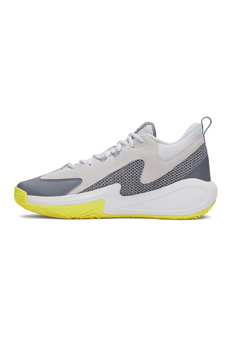 Pantofi mid-cut Curry 3Z 25 pentru baschet - Gri deschis/Galben neon