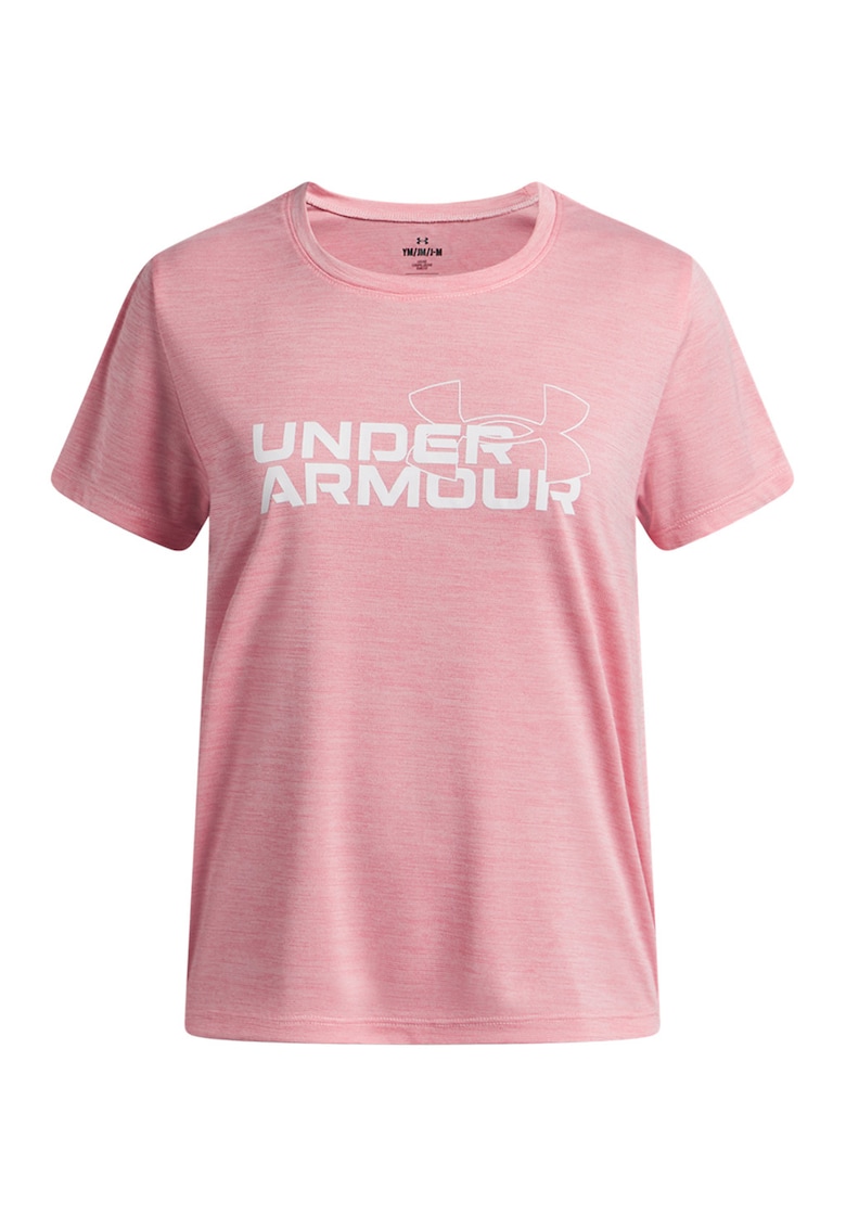 Tricou cu logo pentru fitness - Alb/Roz bombon