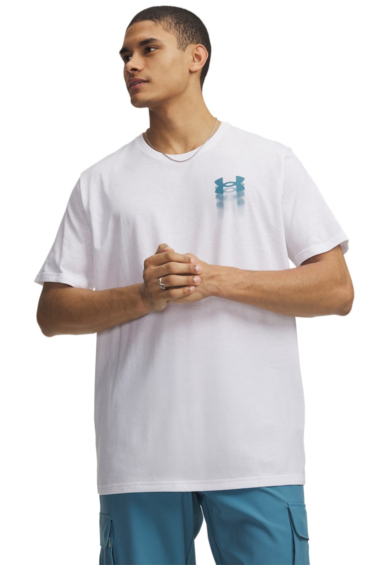 Tricou lejer cu imprimeu logo Blur - Alb/Verde petrol