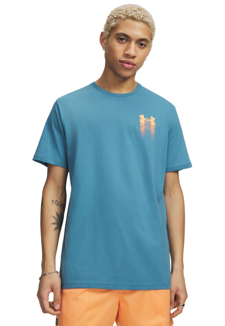 Tricou lejer cu imprimeu logo Blur - Portocaliu/Albastru teal