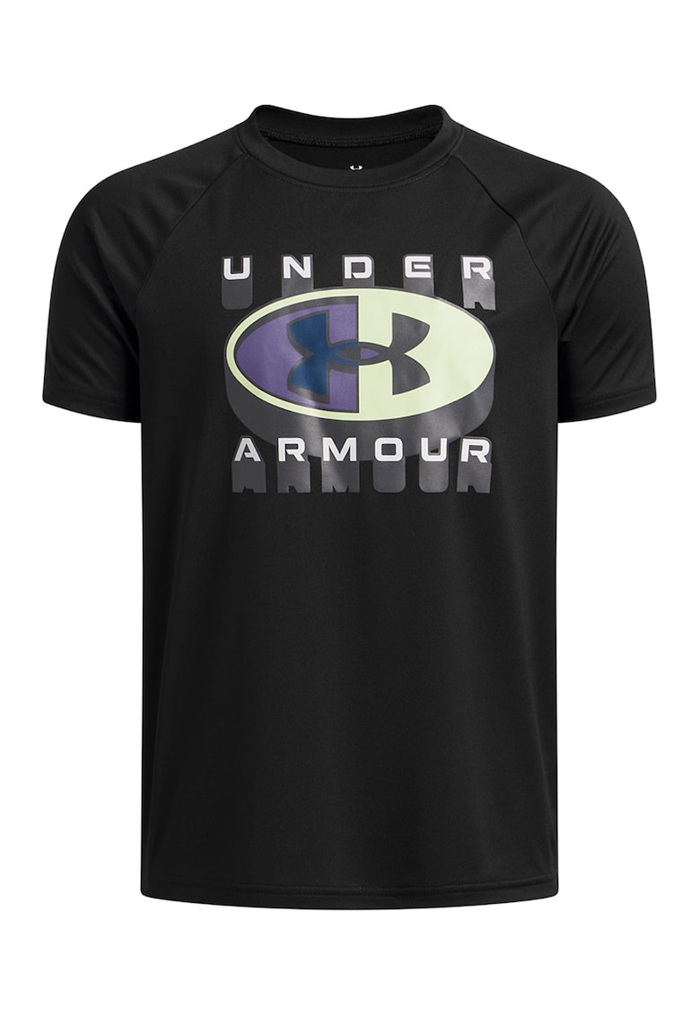 Tricou lejer cu imprimeu logo pe piept pentru fitness Tech - Negru/Crem