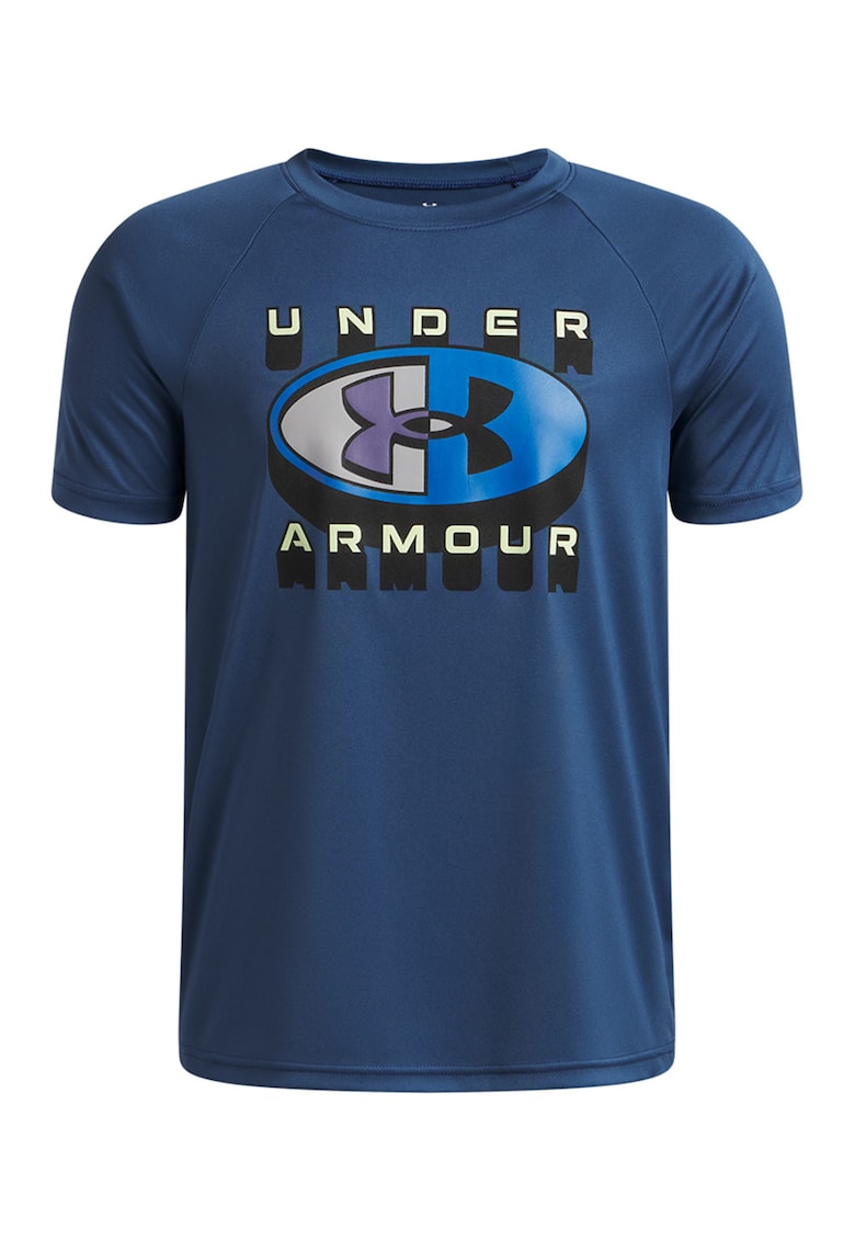Tricou lejer cu imprimeu logo pe piept pentru fitness Tech - Albastru neon/Albastru gentian