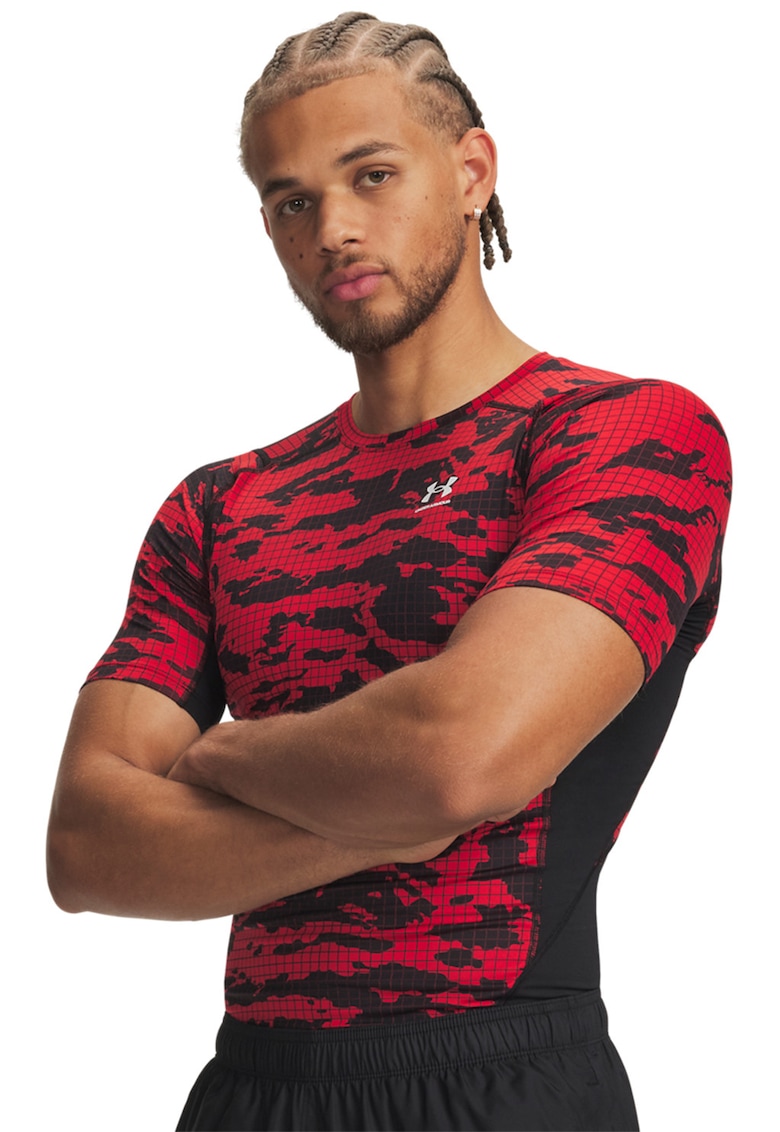 Tricou cu maneci raglan pentru fitness Compression - Rosu/Negru