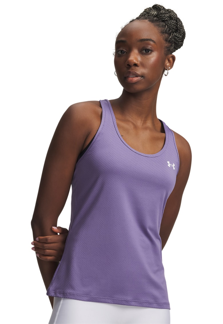 Top slim-fit din plasa cu decupaj pe partea din spate pentru fitness Tech - Violet deschis