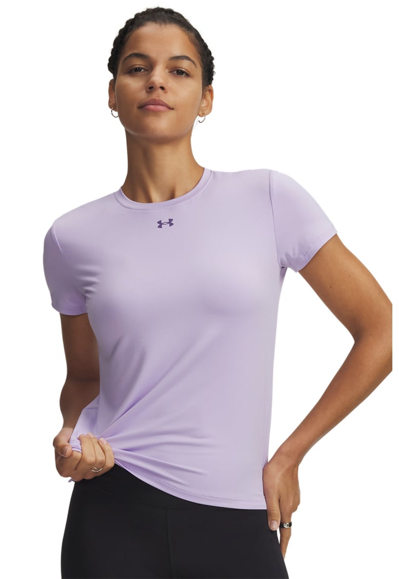 Tricou slim fit cu terminatie asimetrica pentru fitness Vanish - Violet deschis