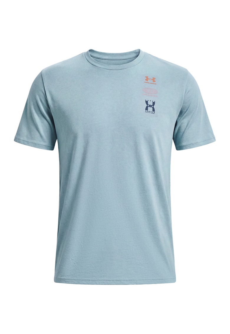 Tricou cu imprimeu logo Live Evol - Albastru pastel/Roz somon