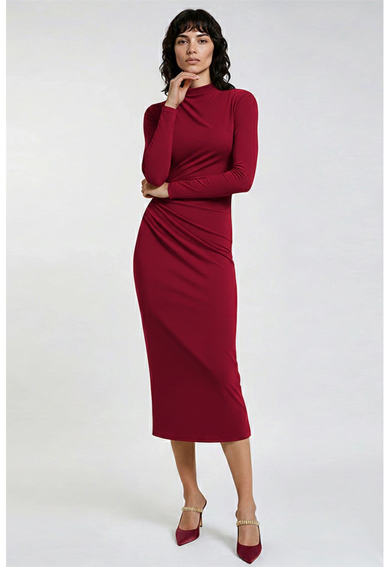 Rochie midi cu fronseu - Rosu