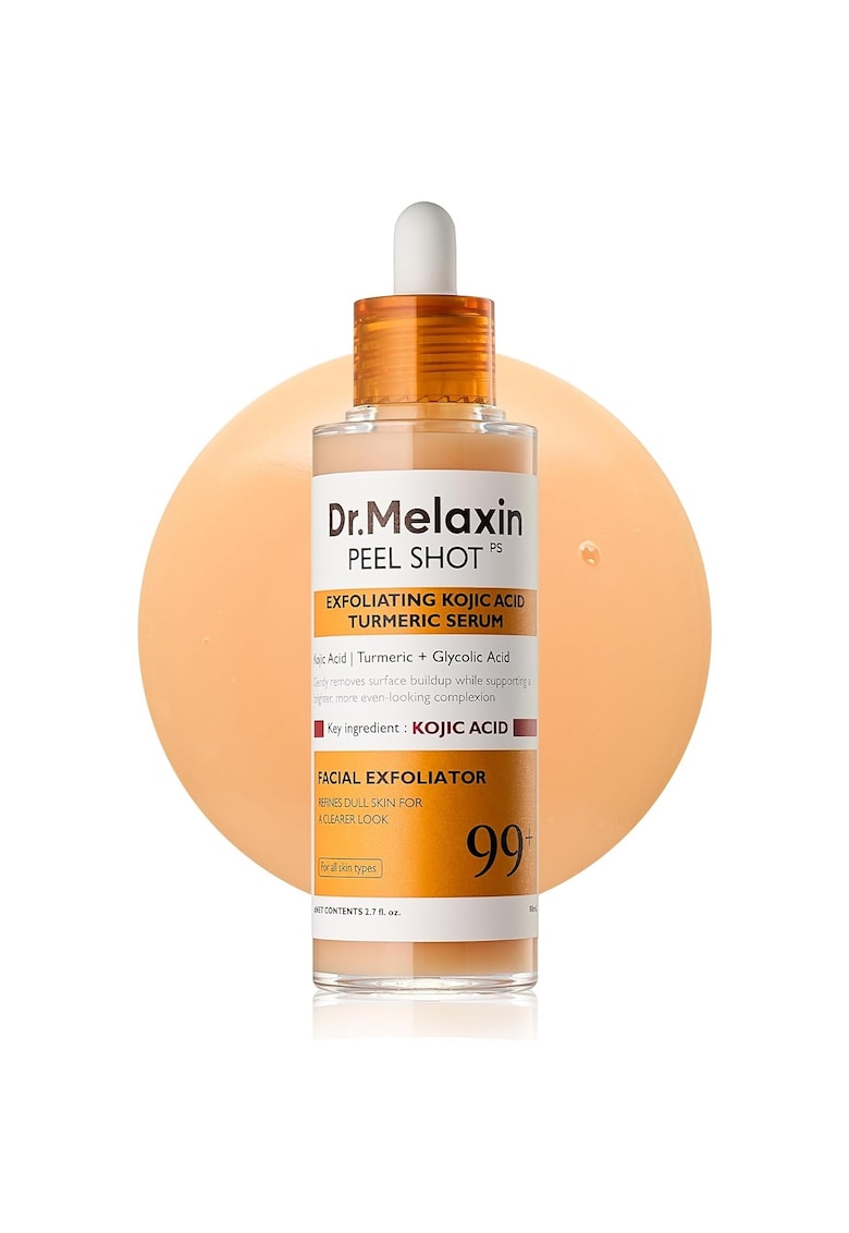 Ser exfoliant pentru fata - Dr. Melaxin - Acid Kojic si Turmeric - 80 ml - hidratant - luminos