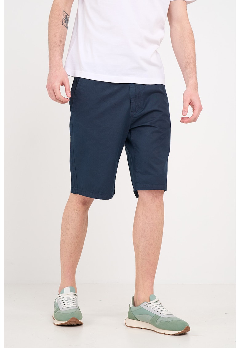 Pantaloni scurti din bumbac cu buzunare - Bleumarin