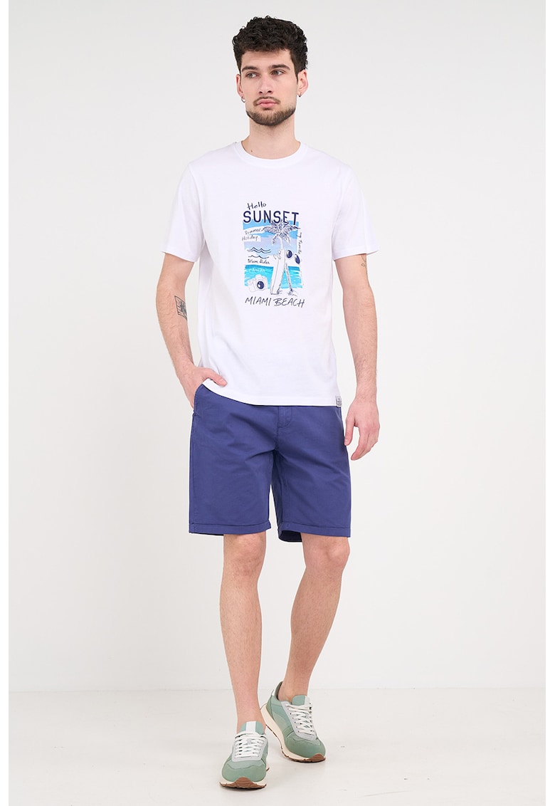 Pantaloni scurti chino cu buzunare laterale - Albastru