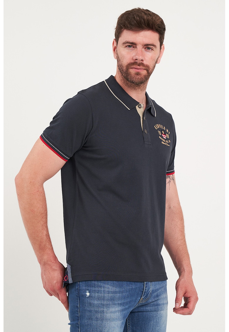 Tricou polo din bumbac cu broderie logo - Albastru ultramarin