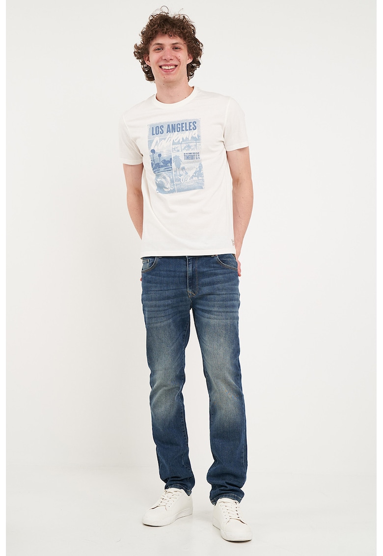 Tricou din bumbac cu imprimeu - Alb/Albastru