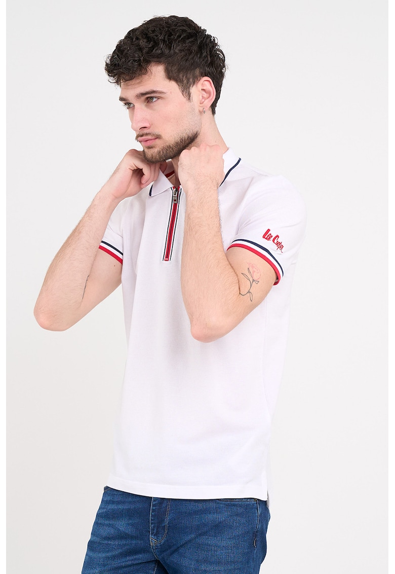 Tricou polo cu fermoar scurt