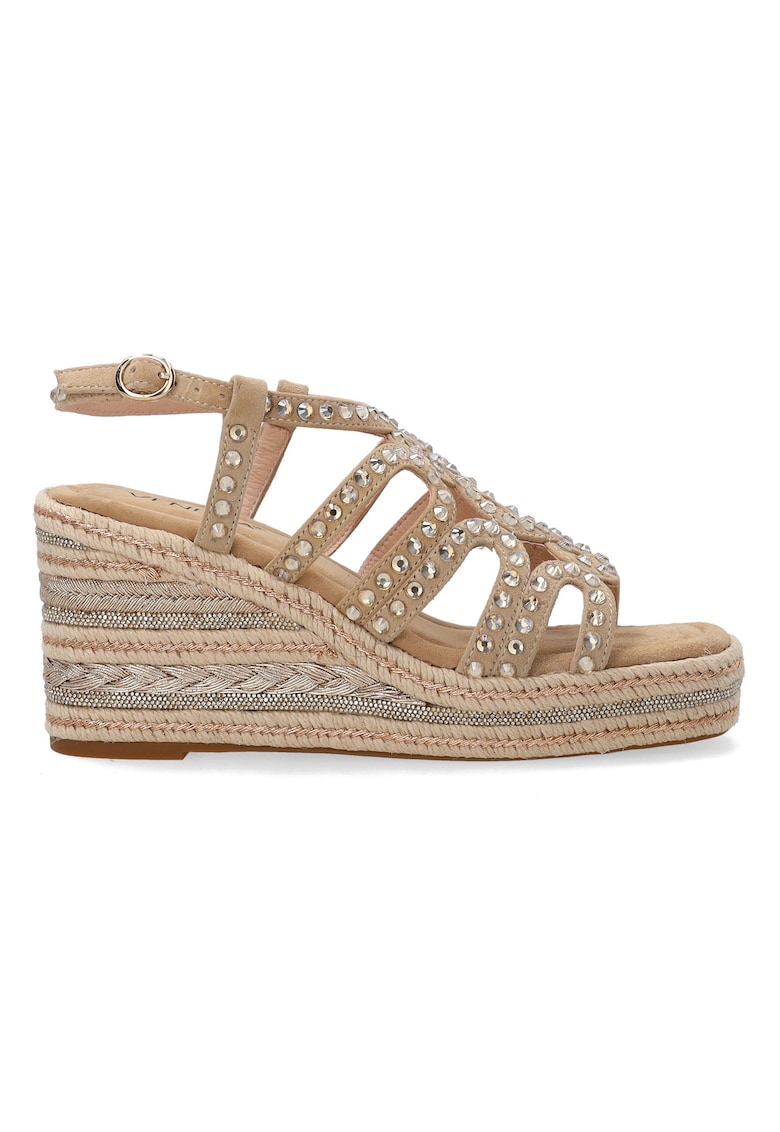 Sandale tip espadrile din piele intoarsa
