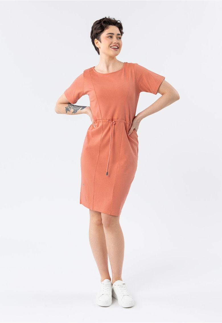 Rochie midi - bumbac - coral - Coral