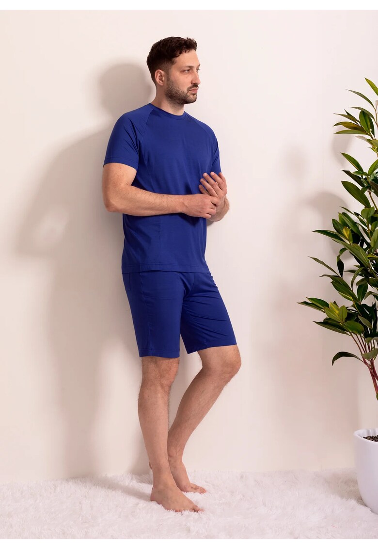 Pijama Scurta Barbati Cameron Micromodal - Albastru