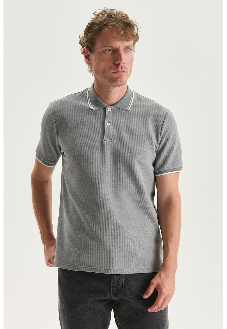 Tricou polo uni - Gri melange
