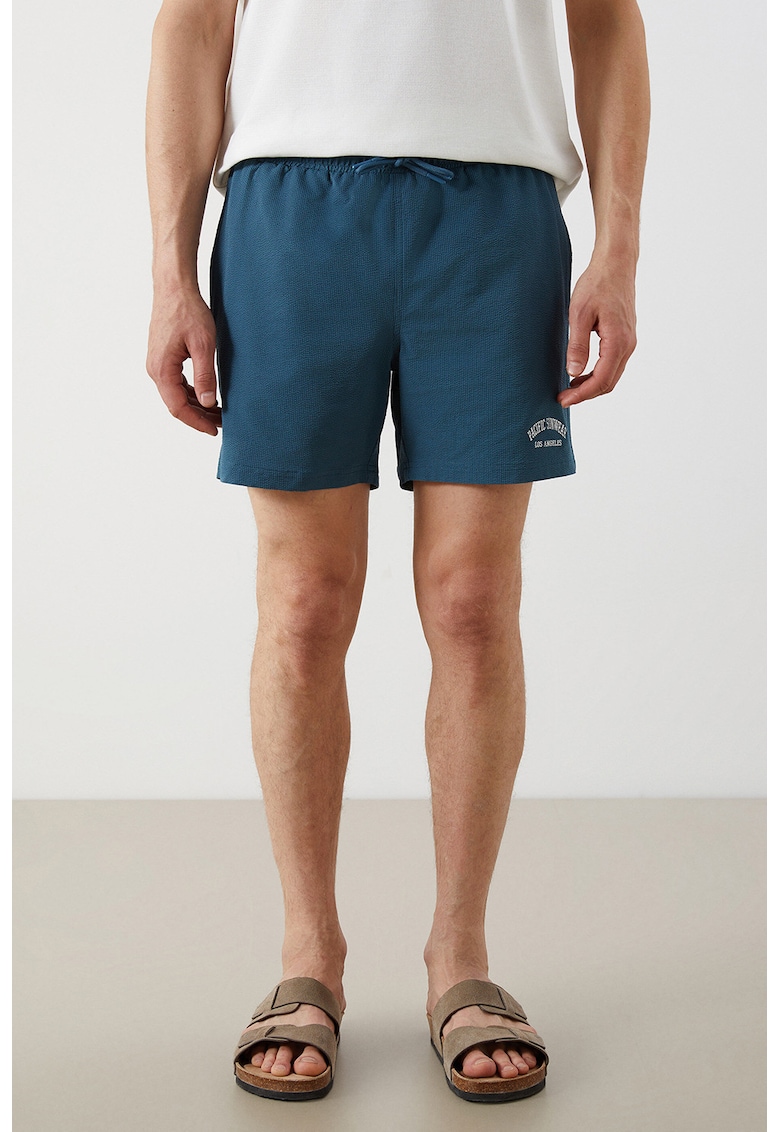 Pantaloni scrti de baie cu buzunare - Albastru petrol