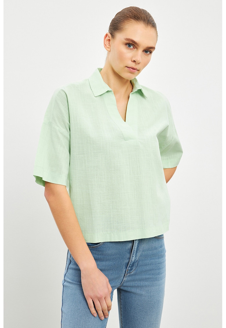 Bluza uni de bumbac - Verde deschis