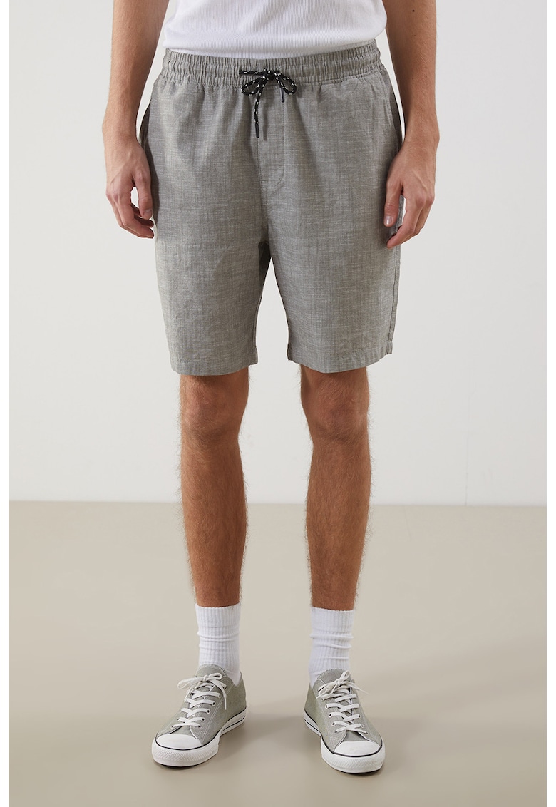 Pantaloni scurti cu snur - Gri melange