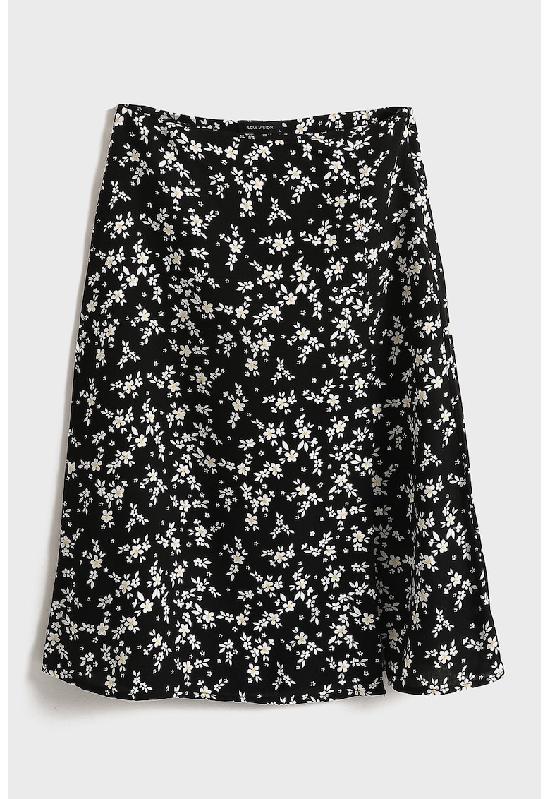 Fusta scurta cu model floral - Alb/Negru