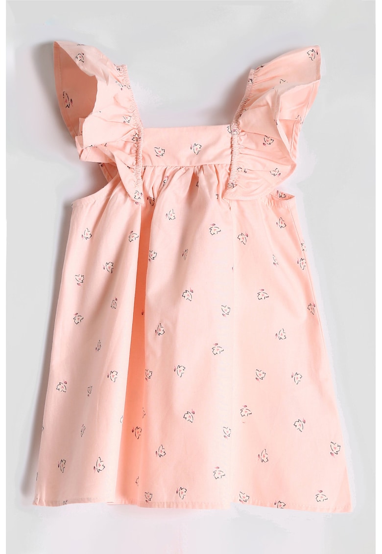 Rochie cu imprimeu floral si volane - Roz