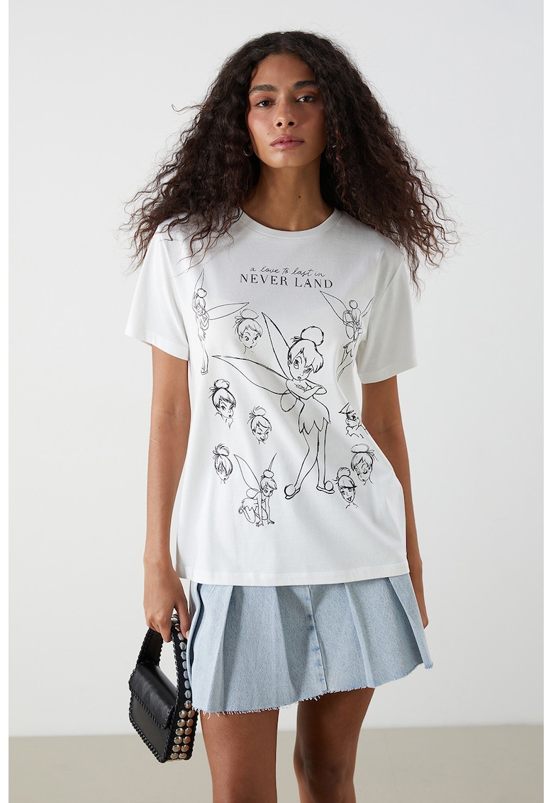 Tricou cu Tinker Bell - Negru/Alb murdar