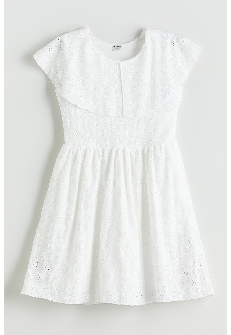 Rochie de bumbac cu bfroderie Sangallo - Alb optic