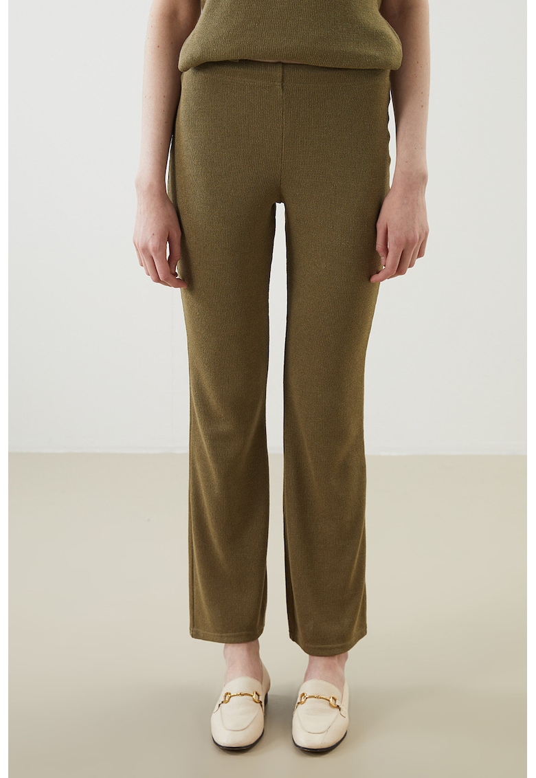 Pantaloni evazati tricotati - Verde masliniu