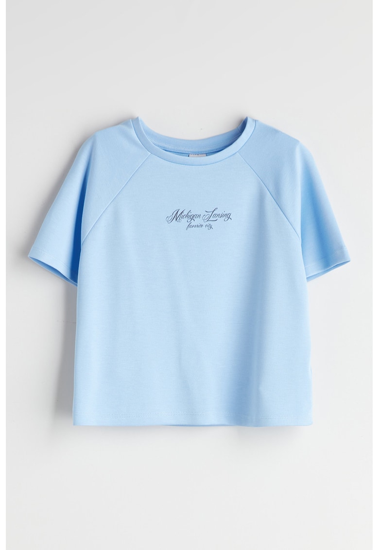 Tricou lejer cu maneci raglan - Albastru deschis