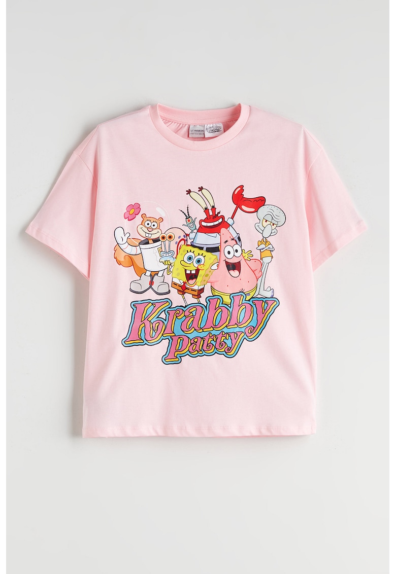 Tricou cu imprimeu grafic - Roz