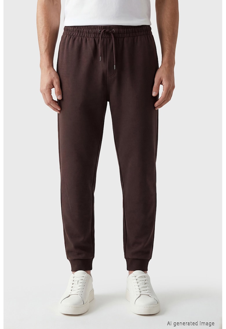 Pantaloni de trening cu snur de ajustare in talie - Violet aubergine